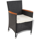5 Piece Outdoor Dining Set with Cushions Poly Rattan Black - Side View