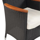 5 Piece Outdoor Dining Set with Cushions Poly Rattan Black - Top-Down View