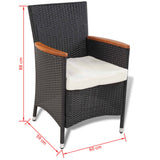 5 Piece Outdoor Dining Set with Cushions Poly Rattan Black