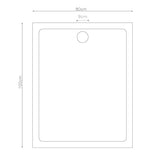 Rectangular ABS Shower Base Tray White 80 x 90 cm - Rear View