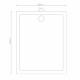 Rectangular ABS Shower Base Tray Black 80 x 100 cm - Rear View