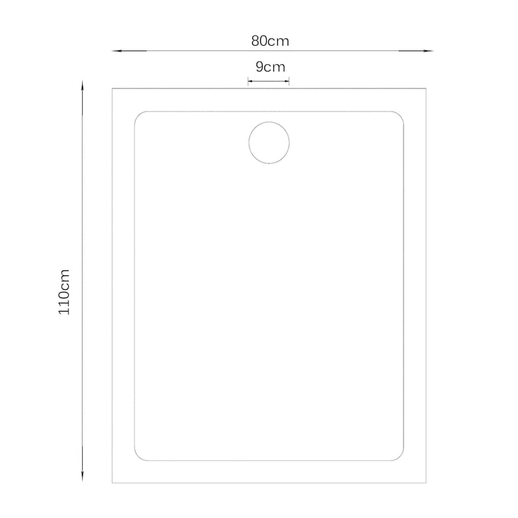 Rectangular ABS Shower Base Tray Black 80 x 110 cm