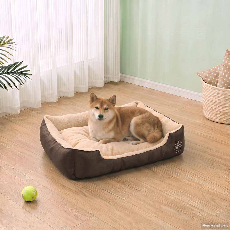 Warm Dog Bed with Padded Cushion L