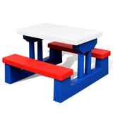 Kids' Picnic Table with Benches and Parasol Multicolour - Side View