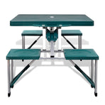 Foldable Camping Table Set with 4 Stools Light Green