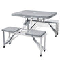Foldable Camping Table Set with 4 Stools Light Grey