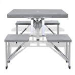 Foldable Camping Table Set with 4 Stools Light Grey