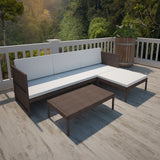 3 Piece Garden Lounge Set with Cushions Poly Rattan Brown