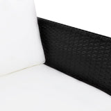 3 Piece Garden Lounge Set with Cushions Poly Rattan Black - Top-Down View