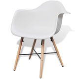 Dining Chairs 2 pcs White Plastic and Beechwood - Front View