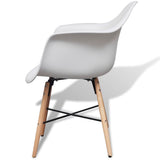 Dining Chairs 2 pcs White Plastic and Beechwood - Side View