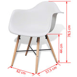 Dining Chairs 2 pcs White Plastic and Beechwood - 45-Degree Angle