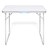 Foldable Camping Table with Metal Frame 80 x 60 cm - Side View
