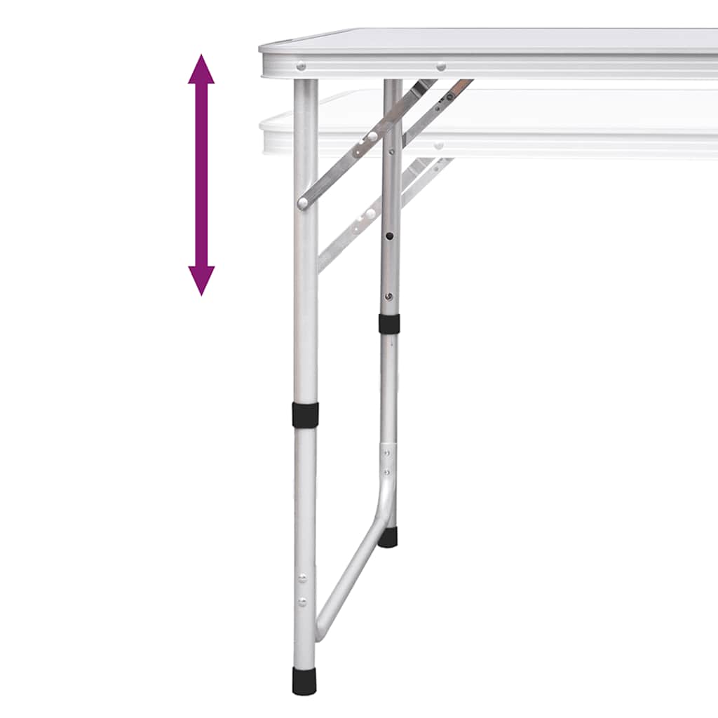 Foldable Camping Table Height Adjustable Aluminium 120 x 60 cm