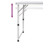 Foldable Camping Table Height Adjustable Aluminium 120 x 60 cm