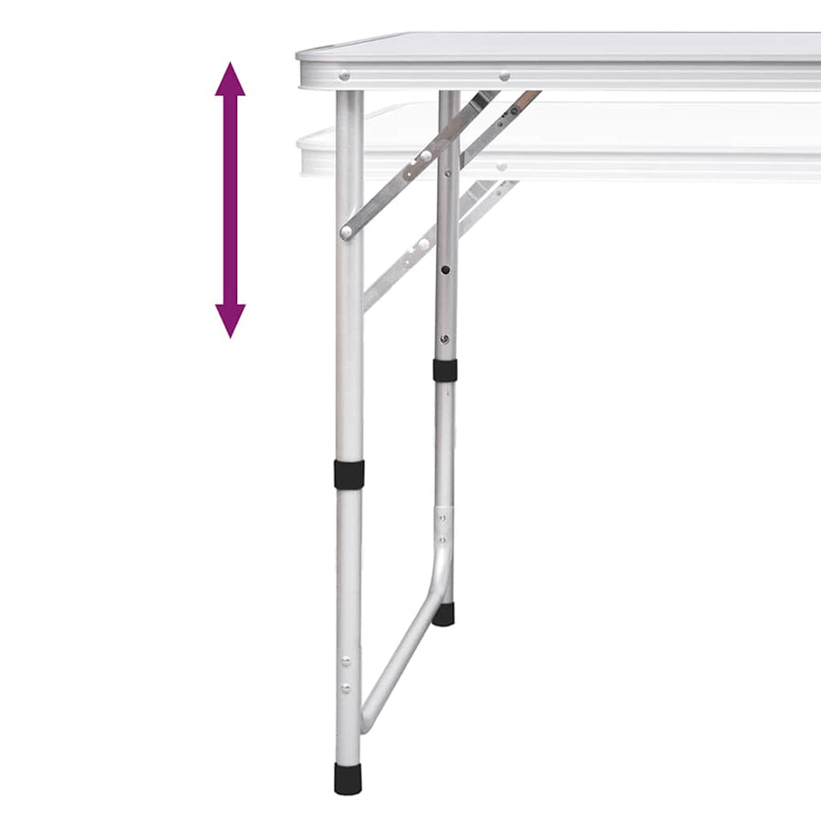 Foldable Camping Table Height Adjustable Aluminium 120 x 60 cm