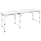 Foldable Camping Table Height Adjustable Aluminium 180 x 60 cm