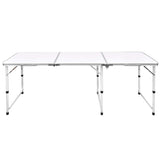 Foldable Camping Table Height Adjustable Aluminium 180 x 60 cm - Front View