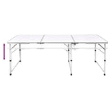 Foldable Camping Table Height Adjustable Aluminium 180 x 60 cm