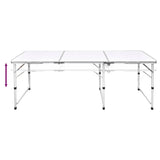 Foldable Camping Table Height Adjustable Aluminium 180 x 60 cm - Side View