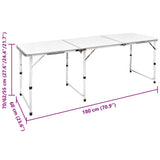 Foldable Camping Table Height Adjustable Aluminium 180 x 60 cm - Top-Down View