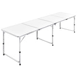 Foldable Camping Table Height Adjustable Aluminium 240 x 60 cm