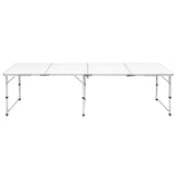 Foldable Camping Table Height Adjustable Aluminium 240 x 60 cm - Front View
