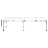 Foldable Camping Table Height Adjustable Aluminium 240 x 60 cm