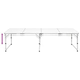 Foldable Camping Table Height Adjustable Aluminium 240 x 60 cm - Side View