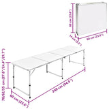 Foldable Camping Table Height Adjustable Aluminium 240 x 60 cm - Top-Down View