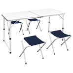 Foldable Camping Table Set with 4 Stools 120x60 cm