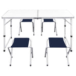 Foldable Camping Table Set with 4 Stools 120x60 cm