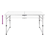 Foldable Camping Table Set with 4 Stools Height Adjustable 120 x 60 cm - 45-Degree Angle