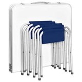 Foldable Camping Table Set with 4 Stools Height Adjustable 120 x 60 cm - Rear View