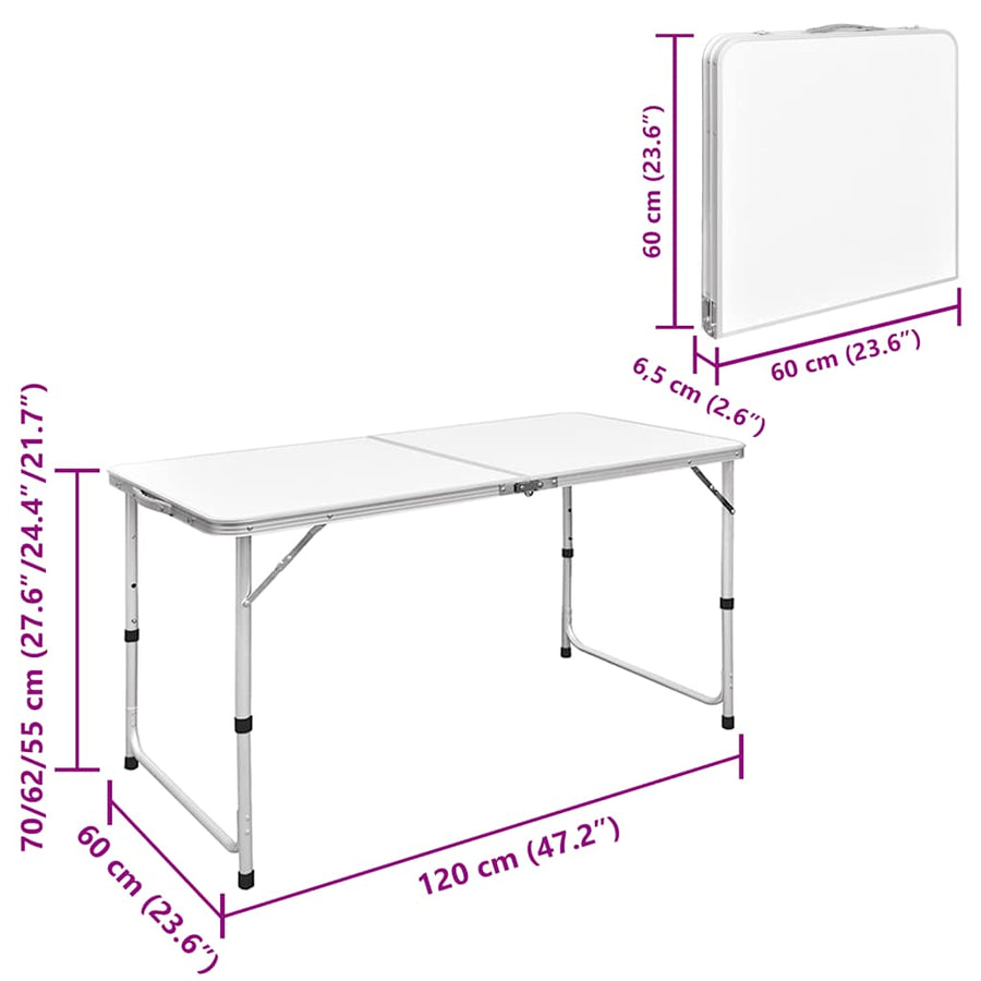 Foldable Camping Table Set with 4 Stools 120x60 cm