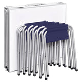 Foldable Camping Table Set with 6 Stools Height Adjustable 180 x 60 cm - 45-Degree Angle