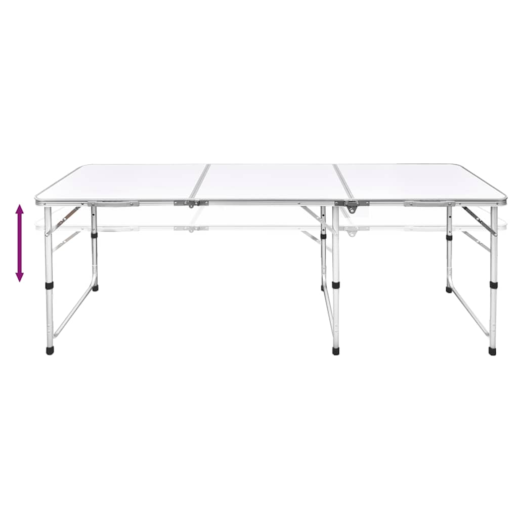 Foldable Camping Table Set with 6 Stools Height Adjustable 180 x 60 cm
