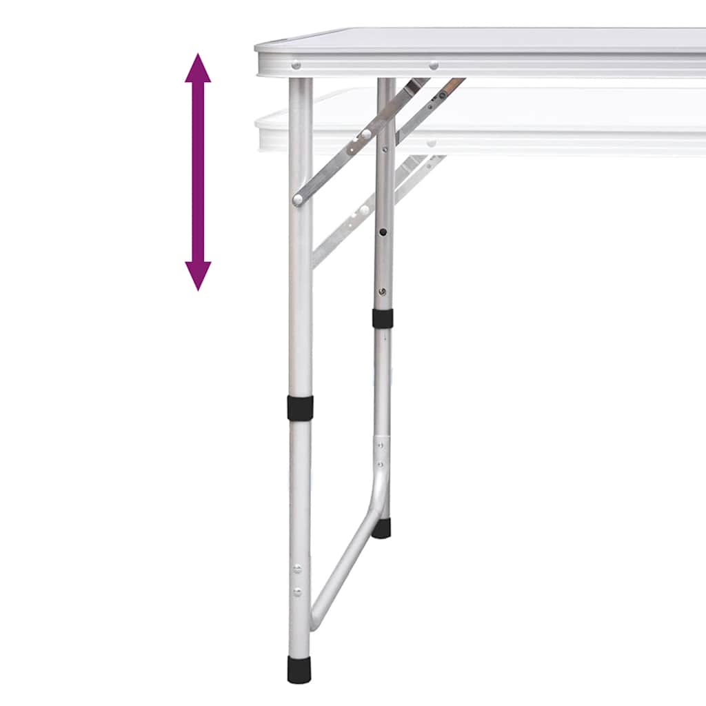 Foldable Camping Table Set with 6 Stools Height Adjustable 180 x 60 cm