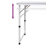Foldable Camping Table Set with 6 Stools Height Adjustable 180 x 60 cm