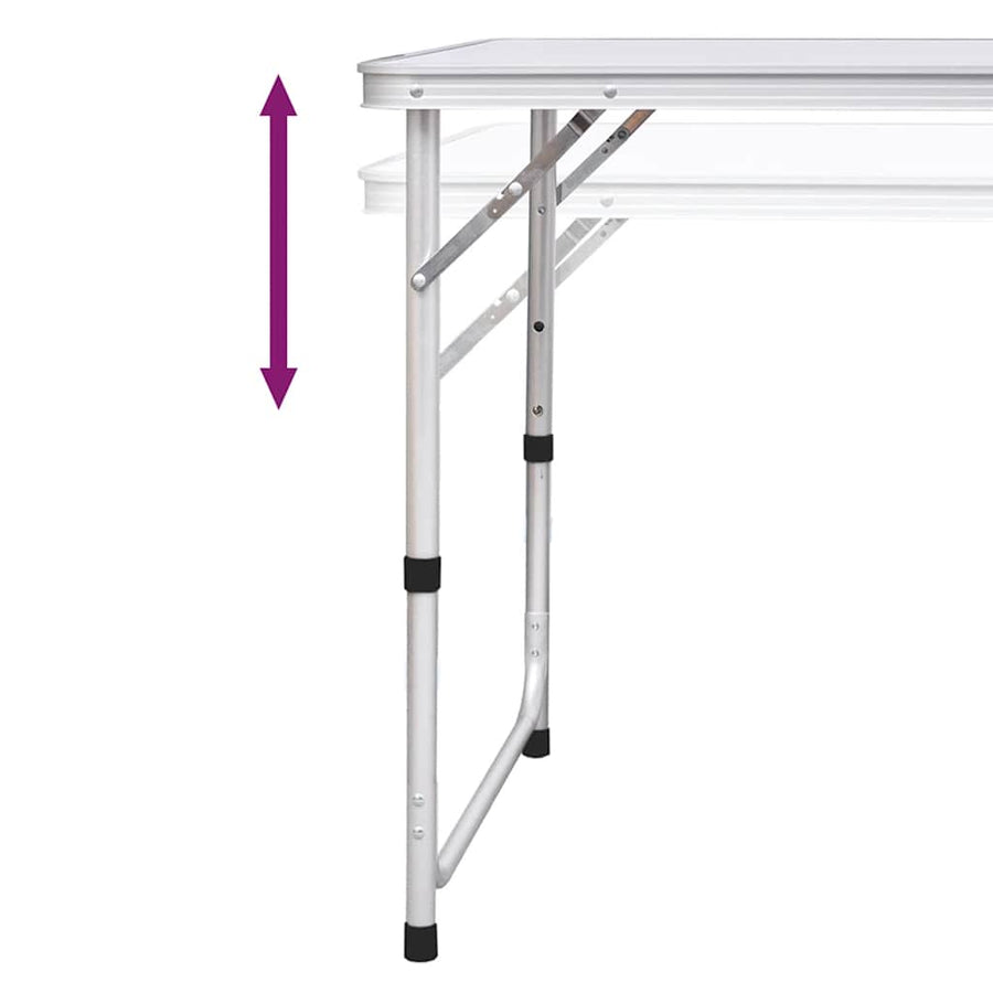 Foldable Camping Table Set with 6 Stools Height Adjustable 180 x 60 cm