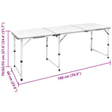 Foldable Camping Table Set with 6 Stools Height Adjustable 180 x 60 cm