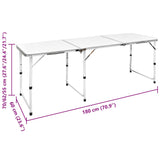 Foldable Camping Table Set with 6 Stools Height Adjustable 180 x 60 cm - Low Angle