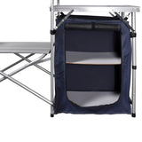 Foldable Camping Kitchen Unit with Windshield Aluminium - 45-Degree Angle