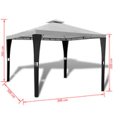 Poly Rattan Gazebo with Cream White Roof 3 x 3 m