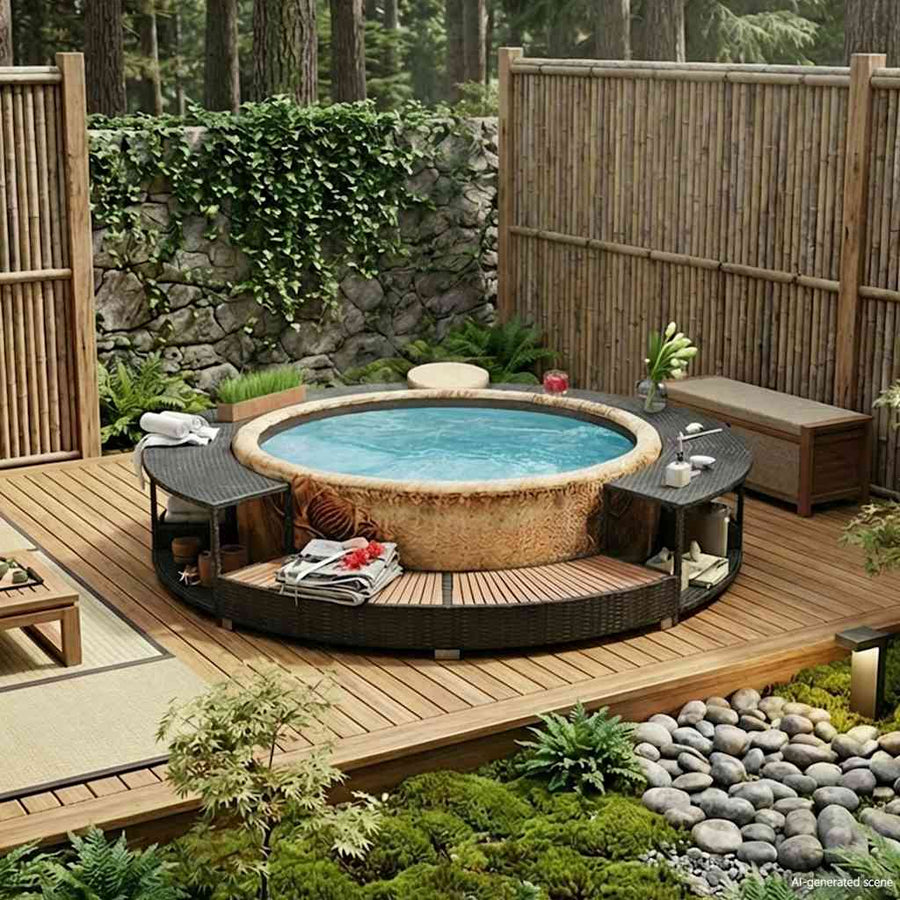 Hot Tub Surround Black Poly Rattan