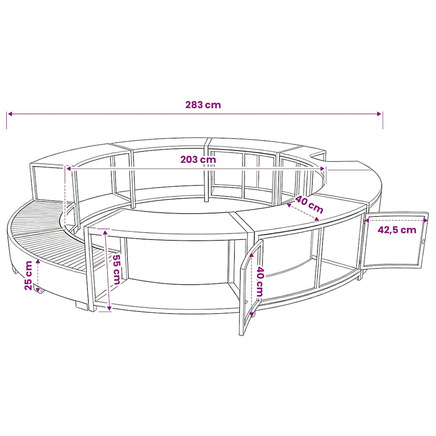 Hot Tub Surround Black Poly Rattan