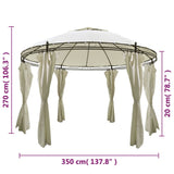 Round Gazebo with Curtains 3.5 x 2.7 m - Close-Up Angle