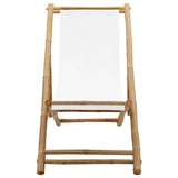 Outdoor Deck Chair Bamboo and Canvas - Front View
