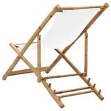Outdoor Deck Chair Bamboo and Canvas - Top-Down View
