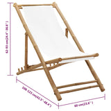 Outdoor Deck Chair Bamboo and Canvas - Low Angle